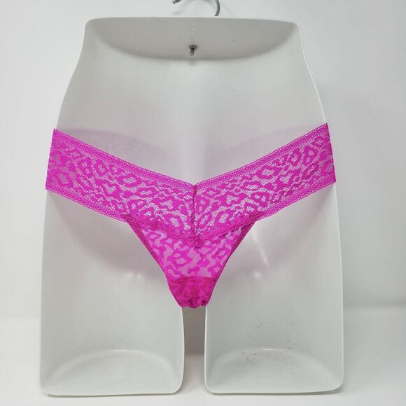 Victoria's Secret Thong Panties Womens One Size Pink The Lacie Lace Leopard NEW - Picture 9 of 9
